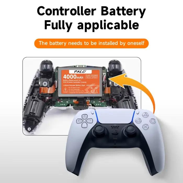 Batterie 4000mAh pour manette PS5 compatible avec Sony LIP1708 pour PlayStation 5 DualSense CFI-ZCT1J CFI-ZCT1W occasion gaming intensif recharge portable