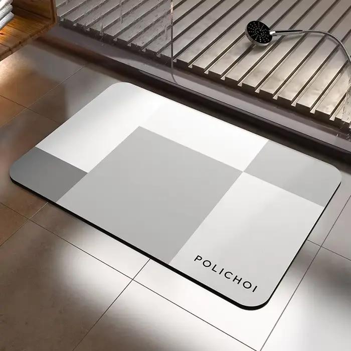 Tapis de pied en polymère de bain de pierre de luxe, terre de diatomées, absorbant, antidérapant, tapis de chambre, tapis de toilette, Doorvirus à séchage rapide