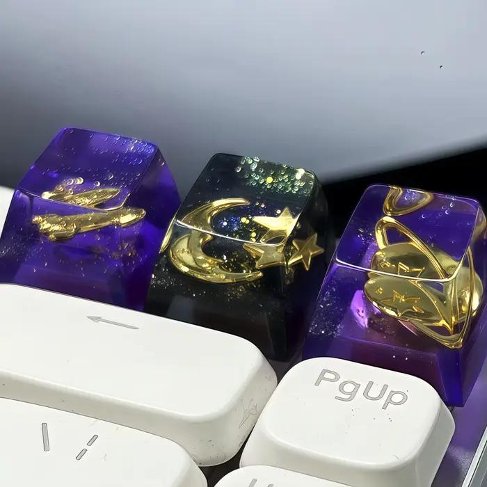 Artisan personnalisé bricolage clavier mécanique résine Keycaps joli soleil et lune/étoiles conception