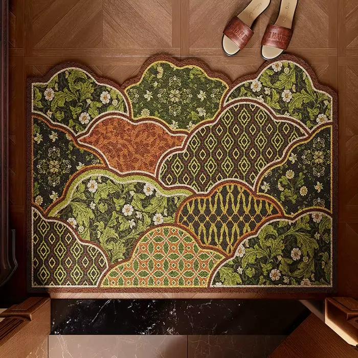 Tapis d'entrée, tapis de sol pour porte d'entrée, tapis en soie à anneau, tapis de sol pour les pieds