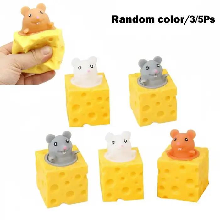 1/3/5 pièces Jouet anti-stress amusant à presser en forme de souris et de bloc de fromage