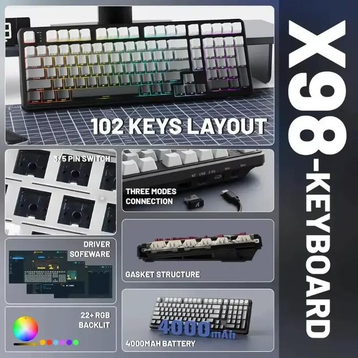 Clavier mécanique Attack Shark X98Pro 3 modes