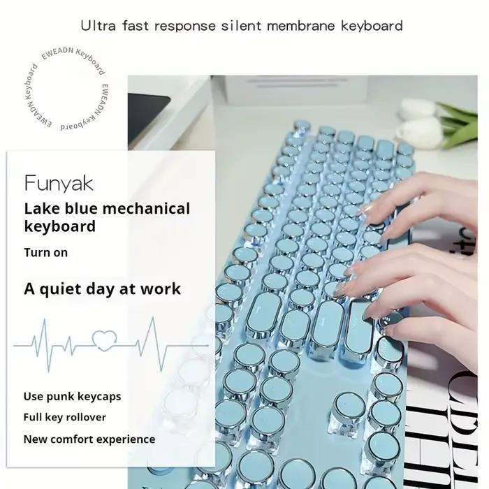 EWEADN – clavier de jeu mécanique rose pour machine à écrire Punk