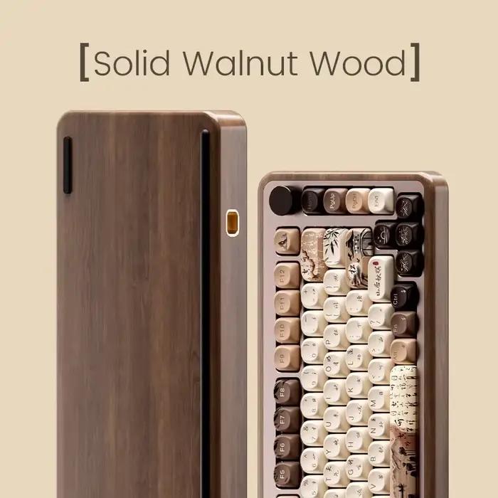 Akko MU01 ANSI/MU02 ISOMountain Seclusion clavier mécanique en bois échange à chaud BT 5.0 2.4G sans fil type-c