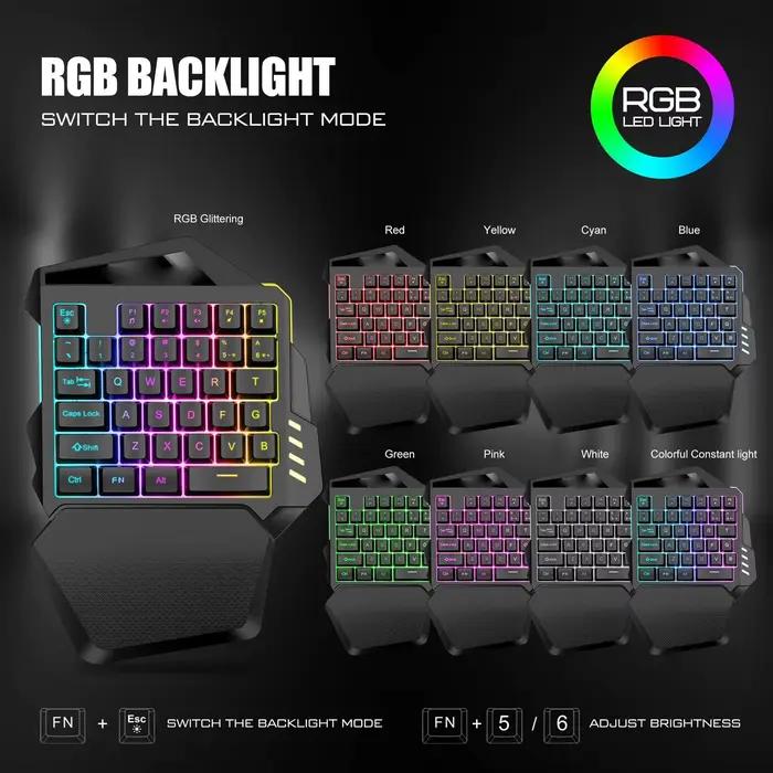 Clavier de jeu sans fil à une main