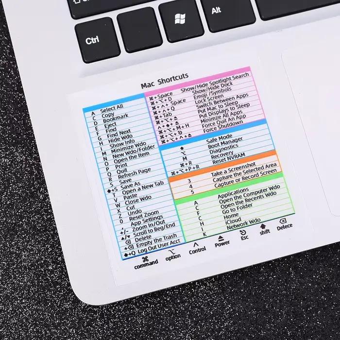 Autocollant de raccourci de clavier de référence Windows PC pour opération MAC OS