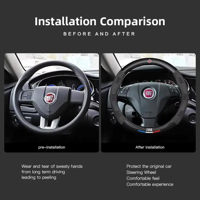 Housse de volant de voiture Fiat, accessoires d'intérieur de voiture pour Abarth 500 Tipo FR Panda Argo Freemont Viaggio Bravo Punto Doblo