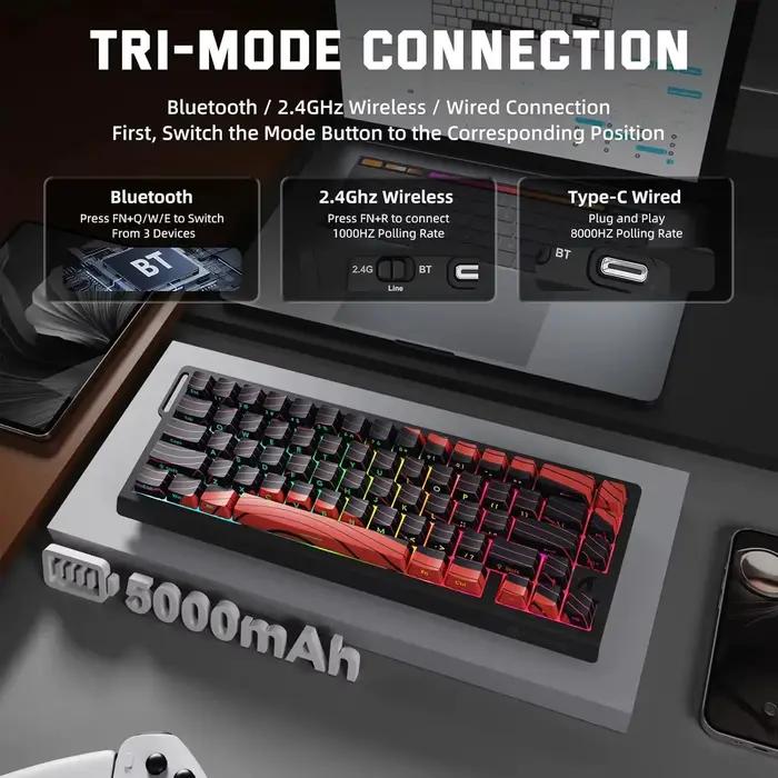 ATTACK SHARK X68 PRO HE clavier de jeu à déclenchement rapide sans fil taux d'érollage 8K échange à chaud rétro-éclairé rvb