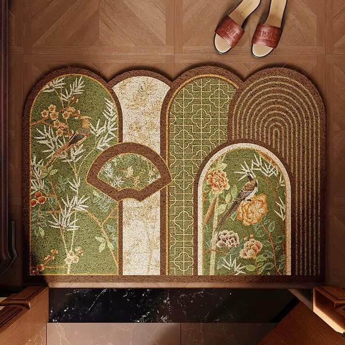 Tapis d'entrée, tapis de sol pour porte d'entrée, tapis en soie à anneau, tapis de sol pour les pieds