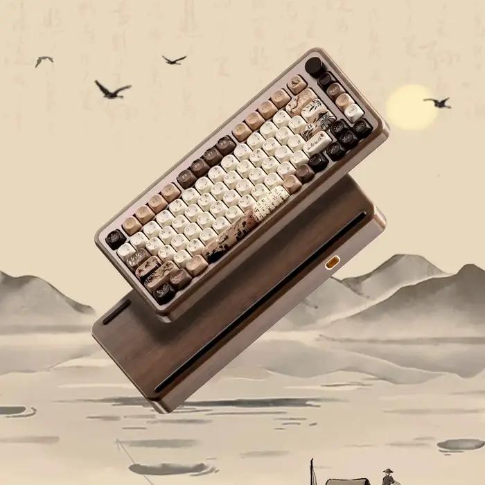 Akko MU01 ANSI/MU02 ISOMountain Seclusion clavier mécanique en bois échange à chaud BT 5.0 2.4G sans fil type-c
