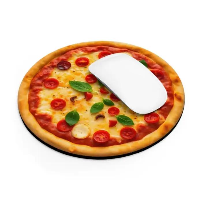 Tapis de souris rond à motif pizza