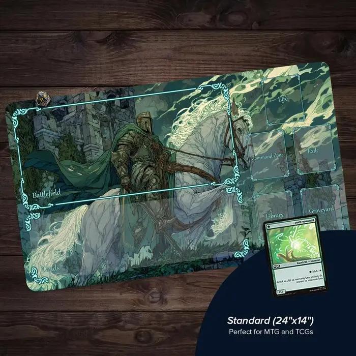 Tapis de jeu MTG style Ukiyo-e avec motif chevalier et cheval blanc