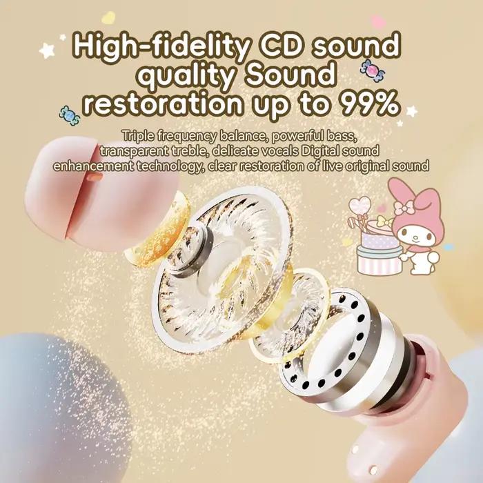 Ecouteurs intra-auriculaires Sanrio TWS sans fil imperméables avec annulation de bruit pour activités sportives et de plein air