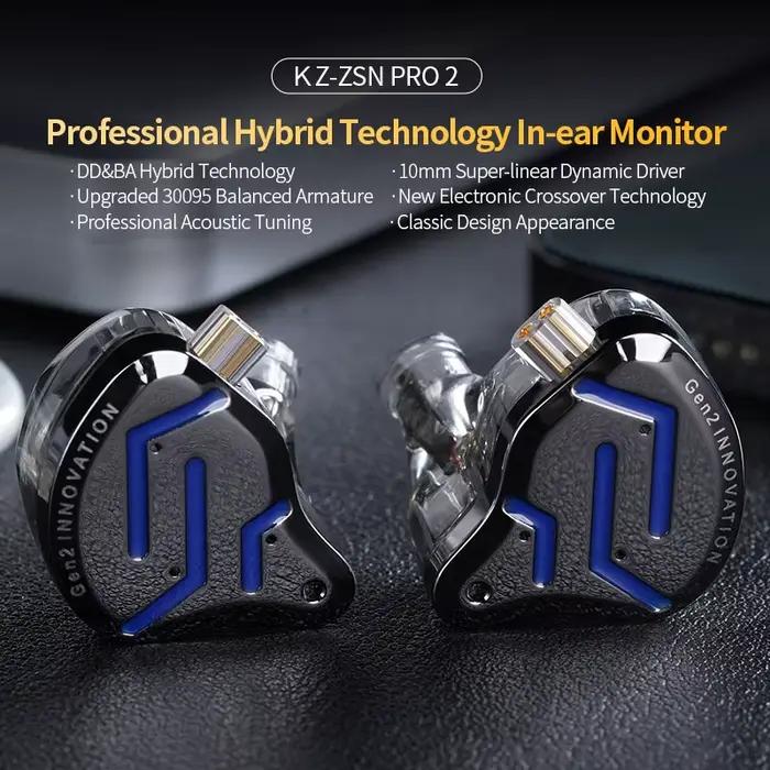 KZ ZSN Pro 2 écouteurs intra-auriculaires en métal Sport suppression du bruit casque de musique pilotes hybrides 1BA +