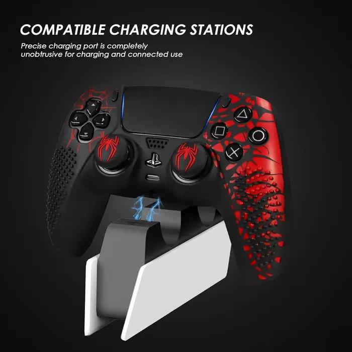 Pour PS5 Playstation 5 contrôleur housse de protection souple anti-dérapant peau de Silicone avec poignées de pouce bricolage personnalisé série araignée