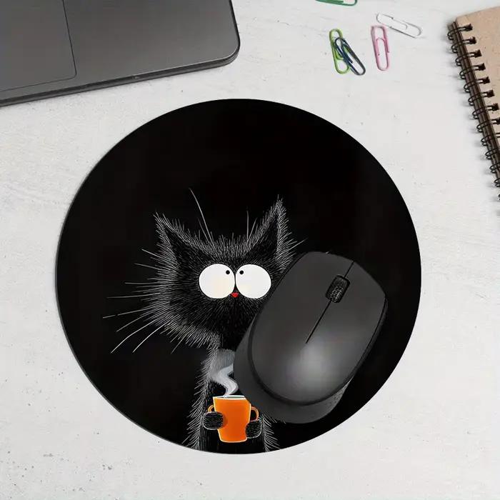 Tapis de souris rond chat noir