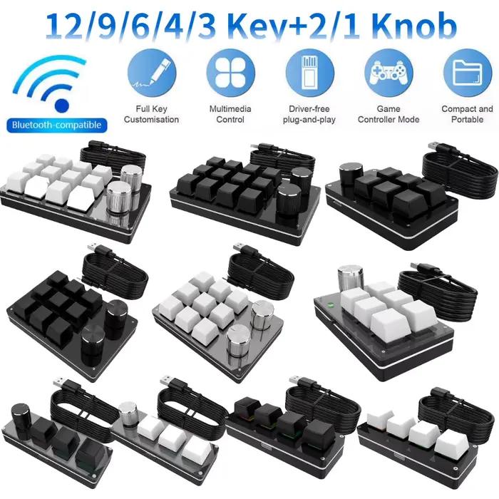 Sans Fil Bluetooth/USB 12 Clé 2 Bouton Clavier Mécanique