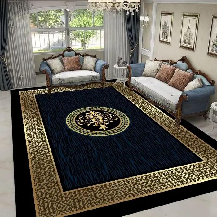Tapis géométriques or et noir, style nordique de luxe, pour salon, chambre, table de chevet, grand tapis de sol, décoration intérieure, tapis de sol