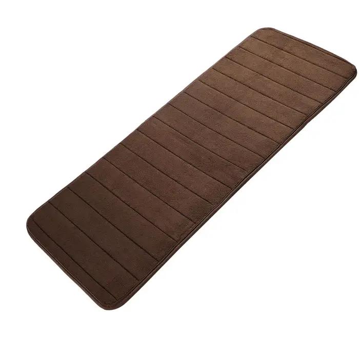 Tapis de salle de bain rectangulaire absorbant 40*120cm, tapis de salle de bain long rayé absorbant en mousse à mémoire de forme marron, tapis de bain antidérapant
