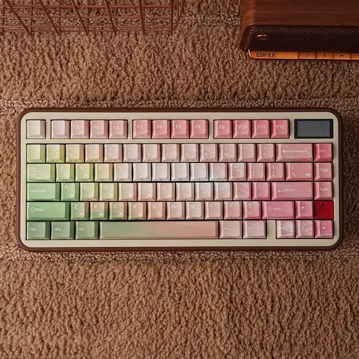 Capuchons de touches de clavier mécaniques en PBT avec éclairage latéral pour gamers et développeurs, disponibles en français, anglais, allemand, espagnol, japonais, arabe, ambre, beige, bronze, crème, cyan, gris foncé, gris clair, kaki, marron, rose clair, orange
