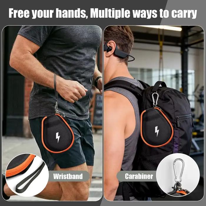 Étui pour écouteurs compatible Shokz OpenRun Pro/Standard/Mini, OpenMove, OpenSwim Pro, Raycon et autres écouteurs à conduction osseuse avec logo réfléchissant 3M et mousqueton pour mode de vie actif