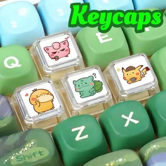 Nouveaux keycaps transparents Anime Pokémon Psyduck pour clavier mécanique à axe transversal