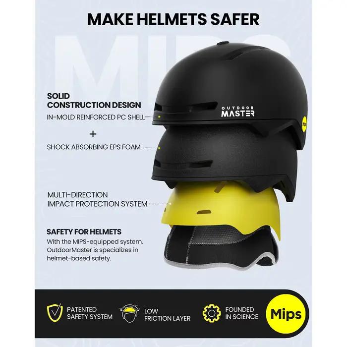 Casque de ski OutdoorMaster MIPS avec protège-oreilles, 8 aérations réglables, PC+EPS, haute qualité, pour snowboard, ski, skateboard, sports de plein air
