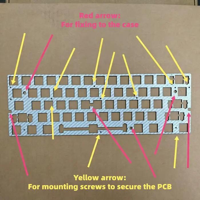 Plaque de positionnement en fibre de carbone pour clavier Wooting60 HE 60%
