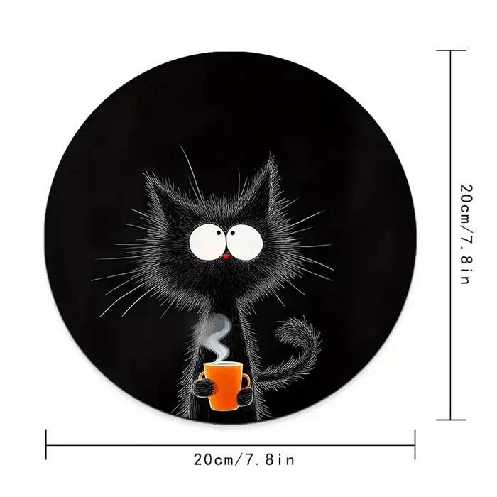 Tapis de souris rond chat noir