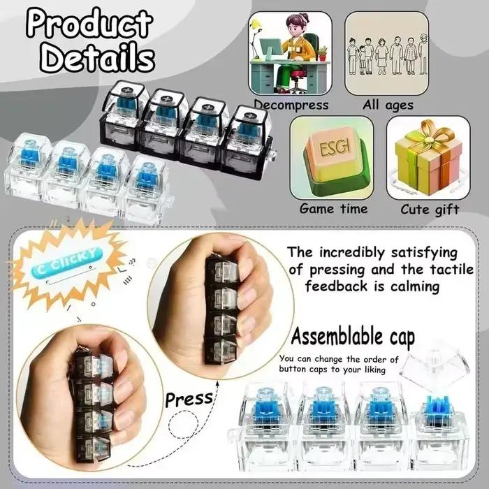 Porte-clés clavier LED lumineux anti-stress