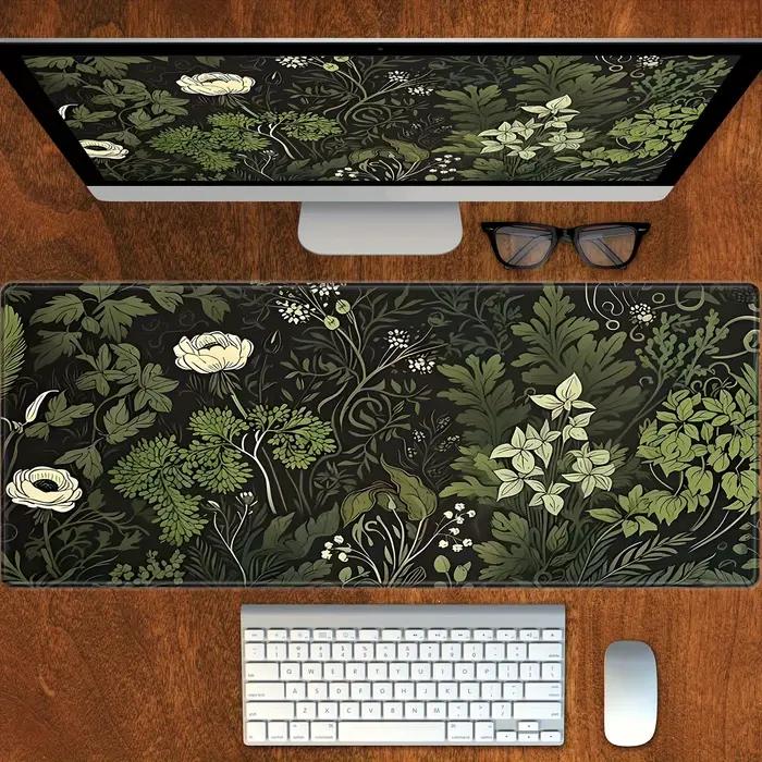 Grand tapis de souris plante florale verte botanique