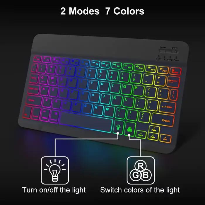 10 pouces rvb rétro-éclairé clavier Bluetooth Rechargeable