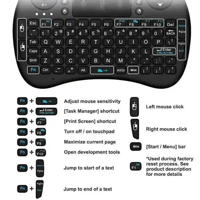 I8 2.4G Mini clavier sans fil 2.4GHz Air Mouse pavé tactile à distance pour Android TV Box PC Smart TV