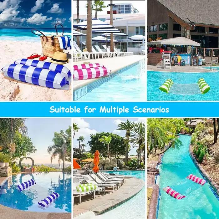 Gonflable pliable flottant rangée piscine fête eau hamac Air matelas Pvc rayure eau flottant tapis gonflable