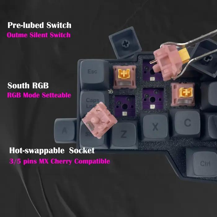 CORNE V4 2.4G sans fil MX clavier mécanique échangeable à chaud fendu ergonomique 46 touches disposition Support VIAL