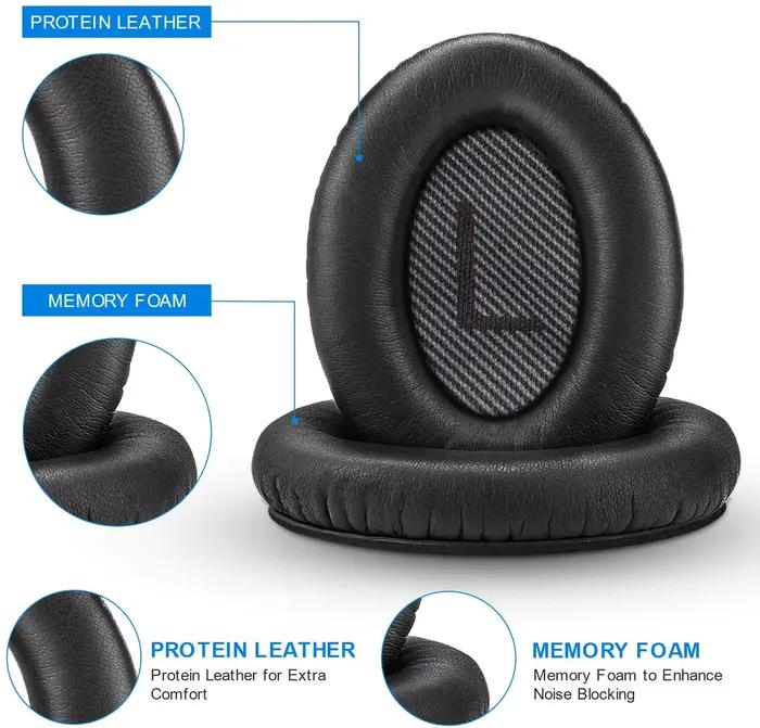 Coussinets d'oreille de remplacement haut de gamme pour casque Bose QC35 et QC35ii