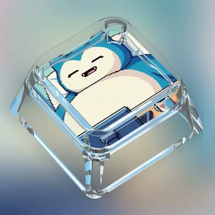 Creative Workman Style Pokémon poupée Transparent unique Keycap dessin animé mignon ronflement Pikachu axe transversal
