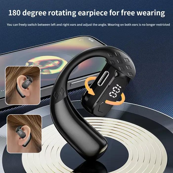 Casque sans fil 180 ° Rotation réglable gauche droite ouverte Bluetooth 5.4 oreille universelle écouteur micro Sport