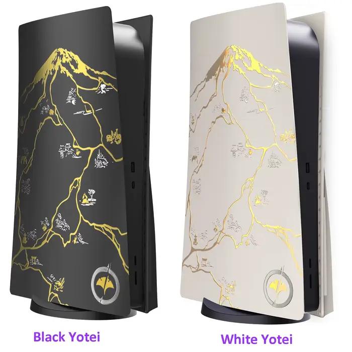 Pour Playstation 5/pour PS5 Pro/pour PS5 Console à disque mince plaque frontale fantôme limitée coque Yotei de remplacement avec autocollant Logo doré