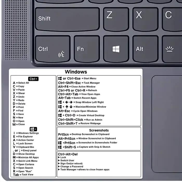 Autocollant de clé de raccourci pour ordinateur portable français