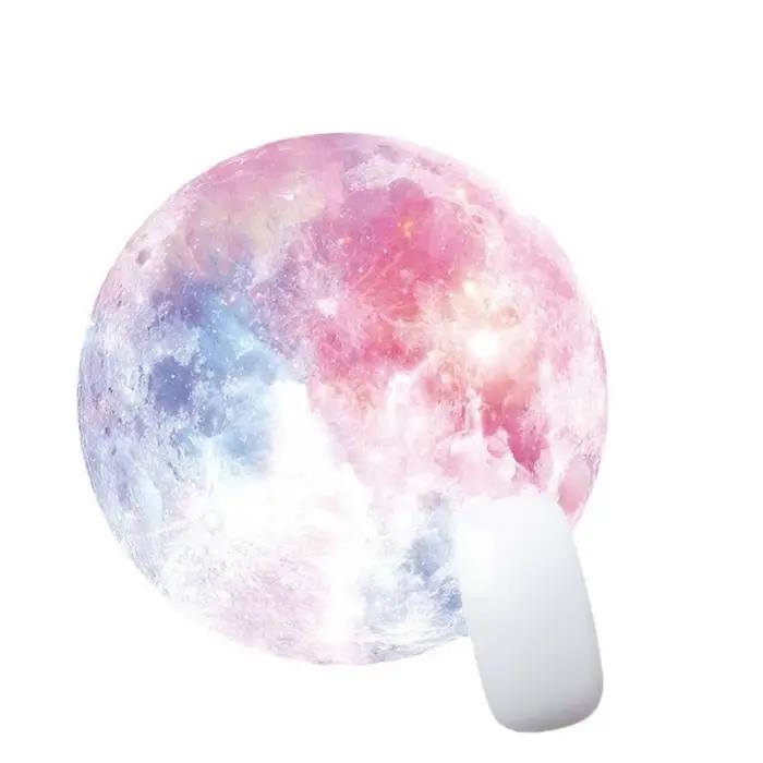 Tapis de souris rond avec phase de lune et planète pour ordinateur portable