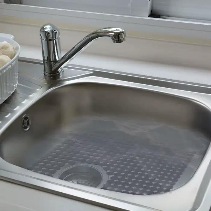 Paquet de 2 tapis d'évier de cuisine pour éviers en acier inoxydable/céramique, protecteurs écologiques en PVC pour le fond d'évier de cuisine, réglable