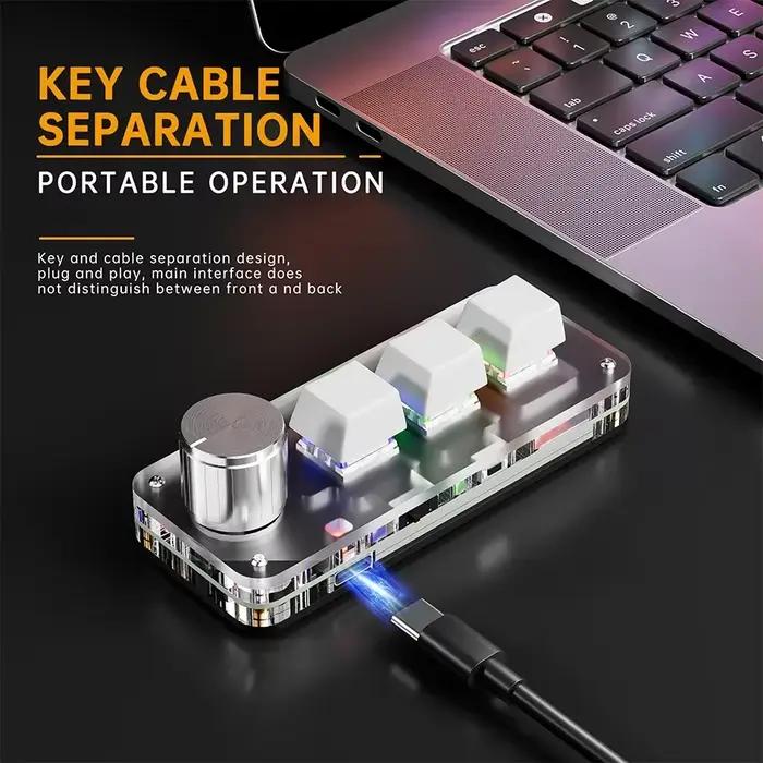3 touches 1 bouton personnaliser clavier 2.4G Bluetooth programmation Macro