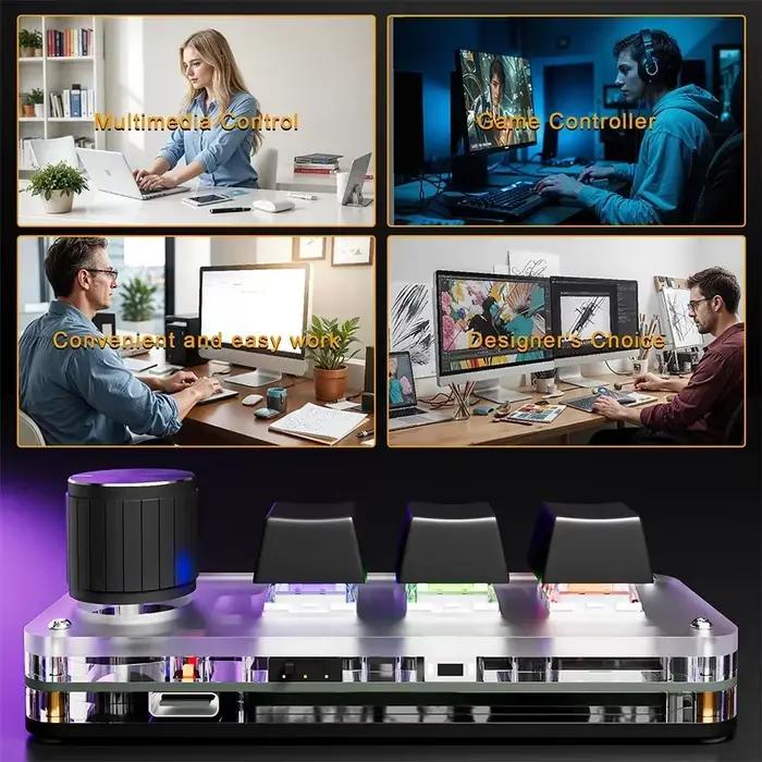 3 touches 1 bouton personnaliser clavier 2.4G Bluetooth programmation Macro