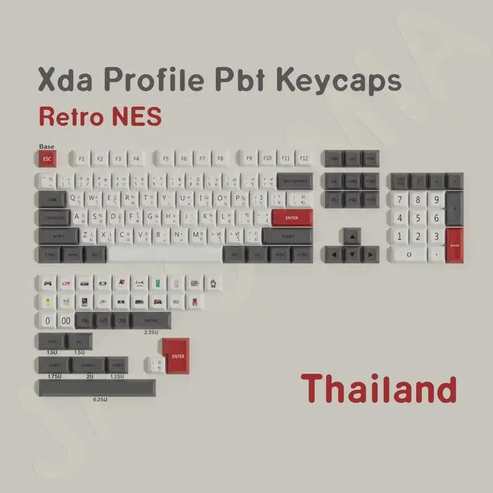 XDA PBT Keycaps DE ES FR KR EN RU Abnt2 Keycap colorant Sub rétro FC pour clavier mécanique de jeu disposition ISO personnalisé GMK67 Wooting