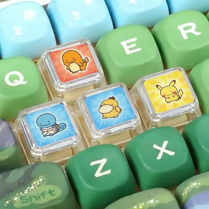Nouveaux keycaps transparents Anime Pokémon Psyduck pour clavier mécanique à axe transversal