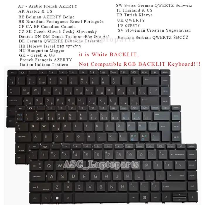 Nouveau Clavier Polyglotte Arabe Belge Brésil CF Tchèque DK Français GK GR Hébreu Hongrois Italien JP Rétro-éclairé Blanc pour HP ZBook Studio G7 G8 Occasions Spéciales