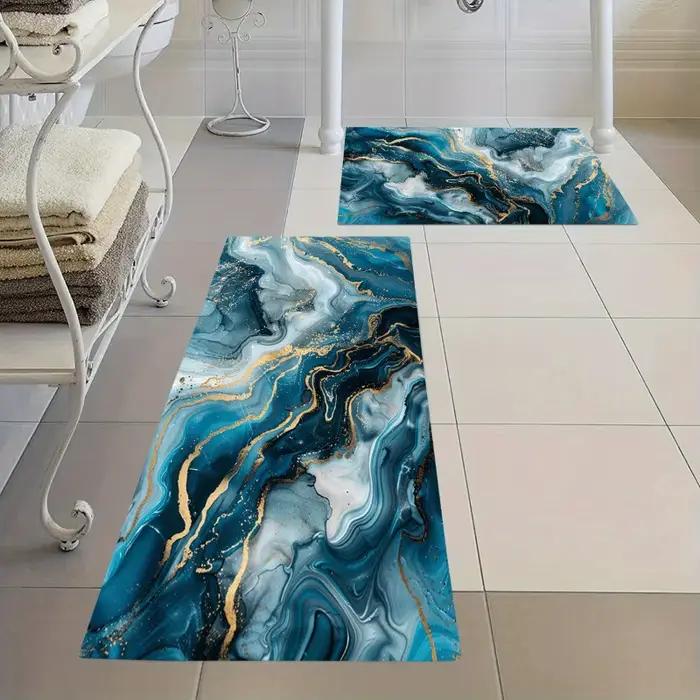 Tapis à motif marbré bleu fluide