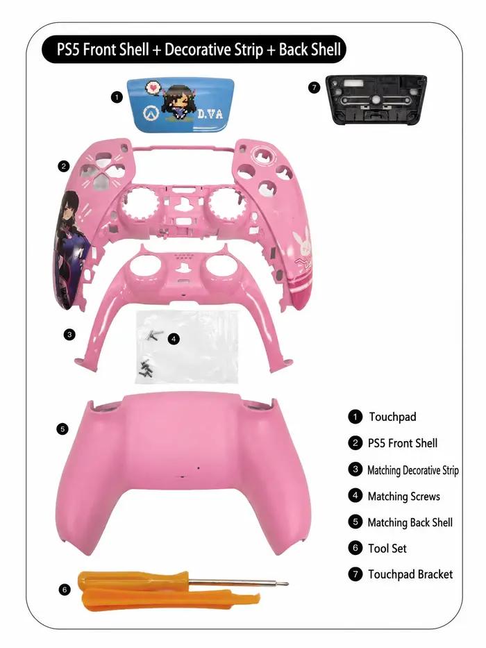Piano cuit émail DVA redimensionné remplacement coque avant pavé tactile Compatible avec le contrôleur ps5