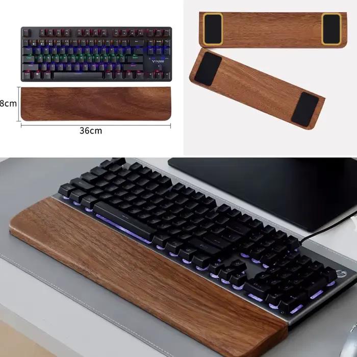 Nouveau repose-poignets ergonomique en bois de noyer pour clavier mécanique